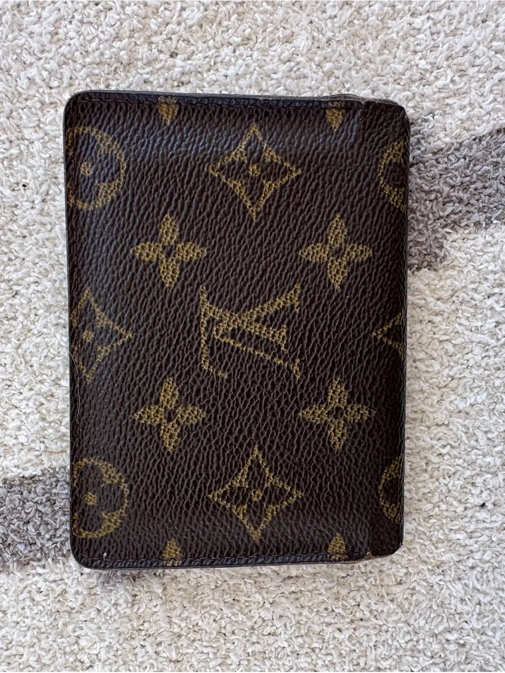 Louis Vuitton Monogram Canvas Card/Passport Sleeve in Brown and Gold